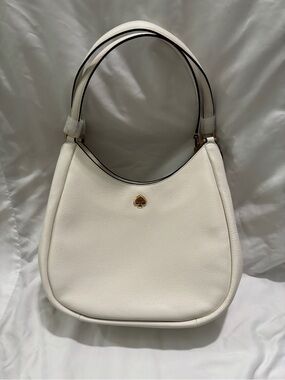kate spade Cream Pebbled Leather Shoulder Bag with Gold Spade